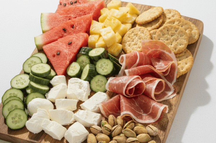 Close up of ingredients on board