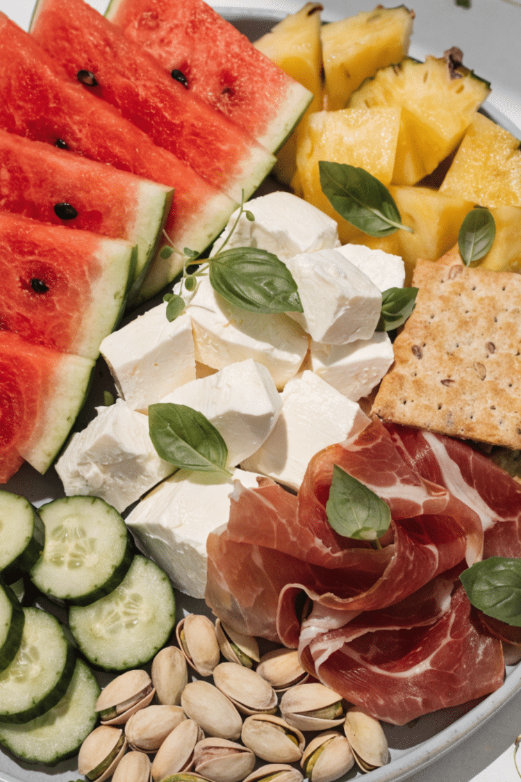 ingredients for a summer time charcuterie appetizer