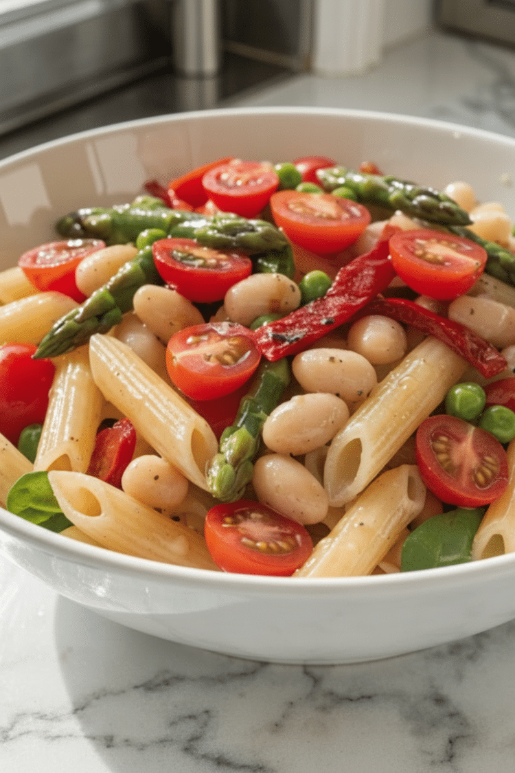 Cannellini Bean Pasta Salad close up