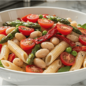 prepared salad in a white serving bowl